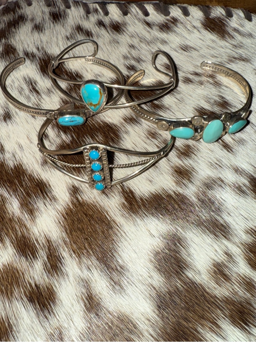 Turquoise & Silver Cuffs - Set of 4!